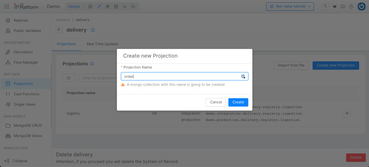 Create Order Projection