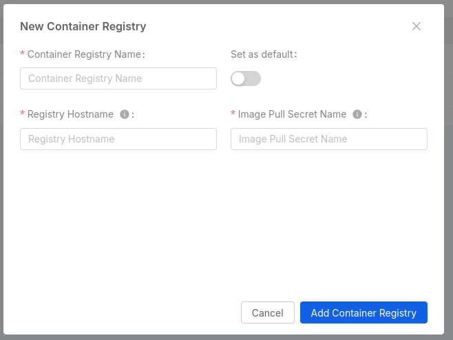 add container registry