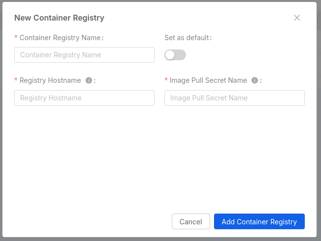 add container registry