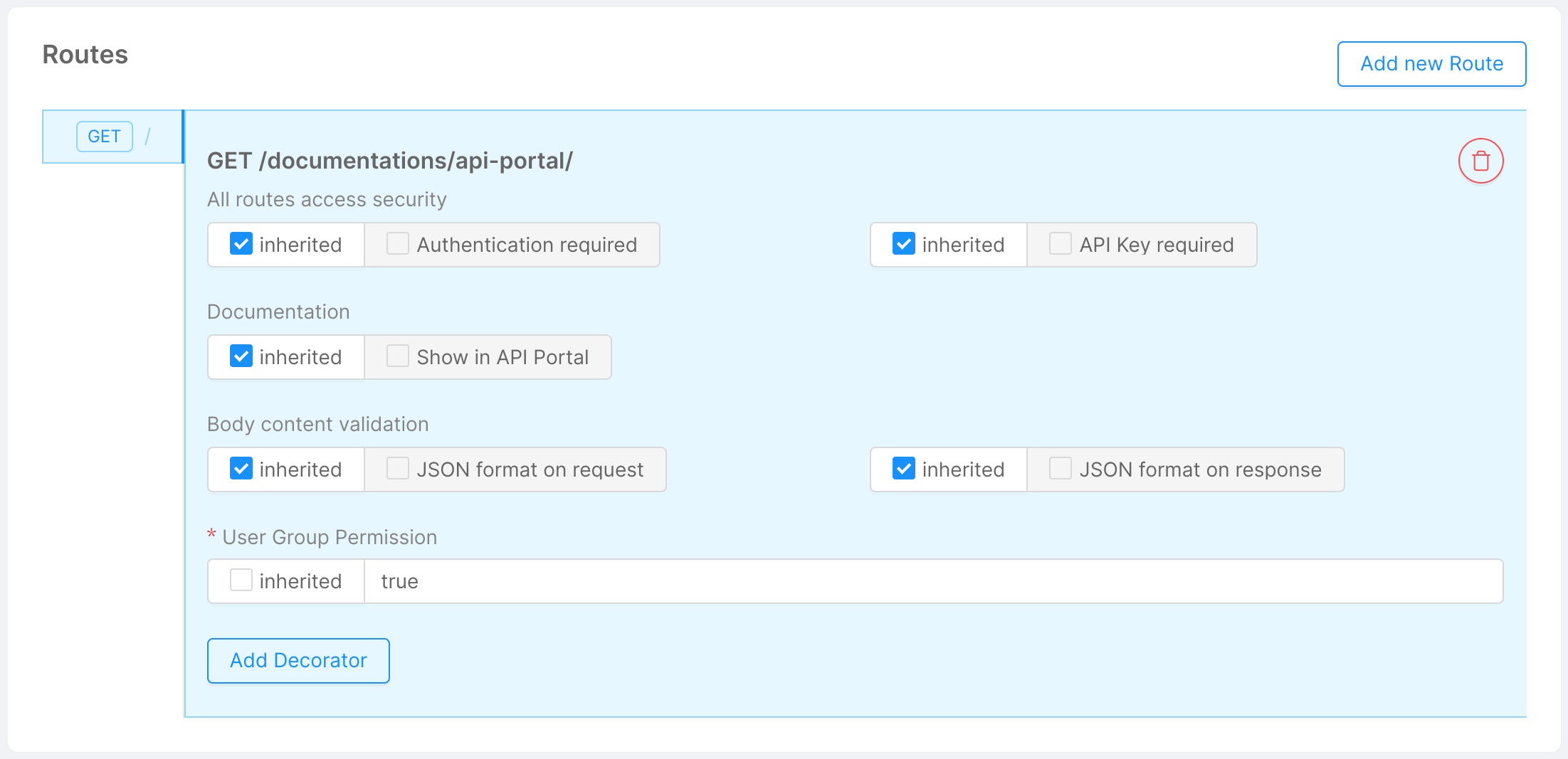 API Portal setup | Routes