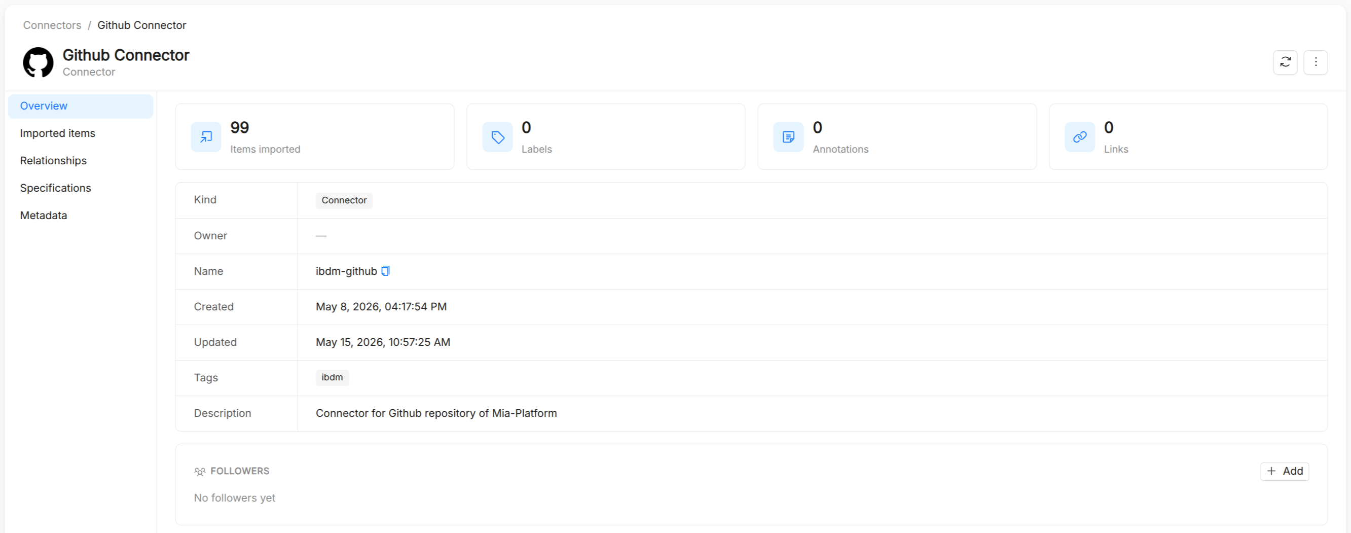 Catalog App Connector Details