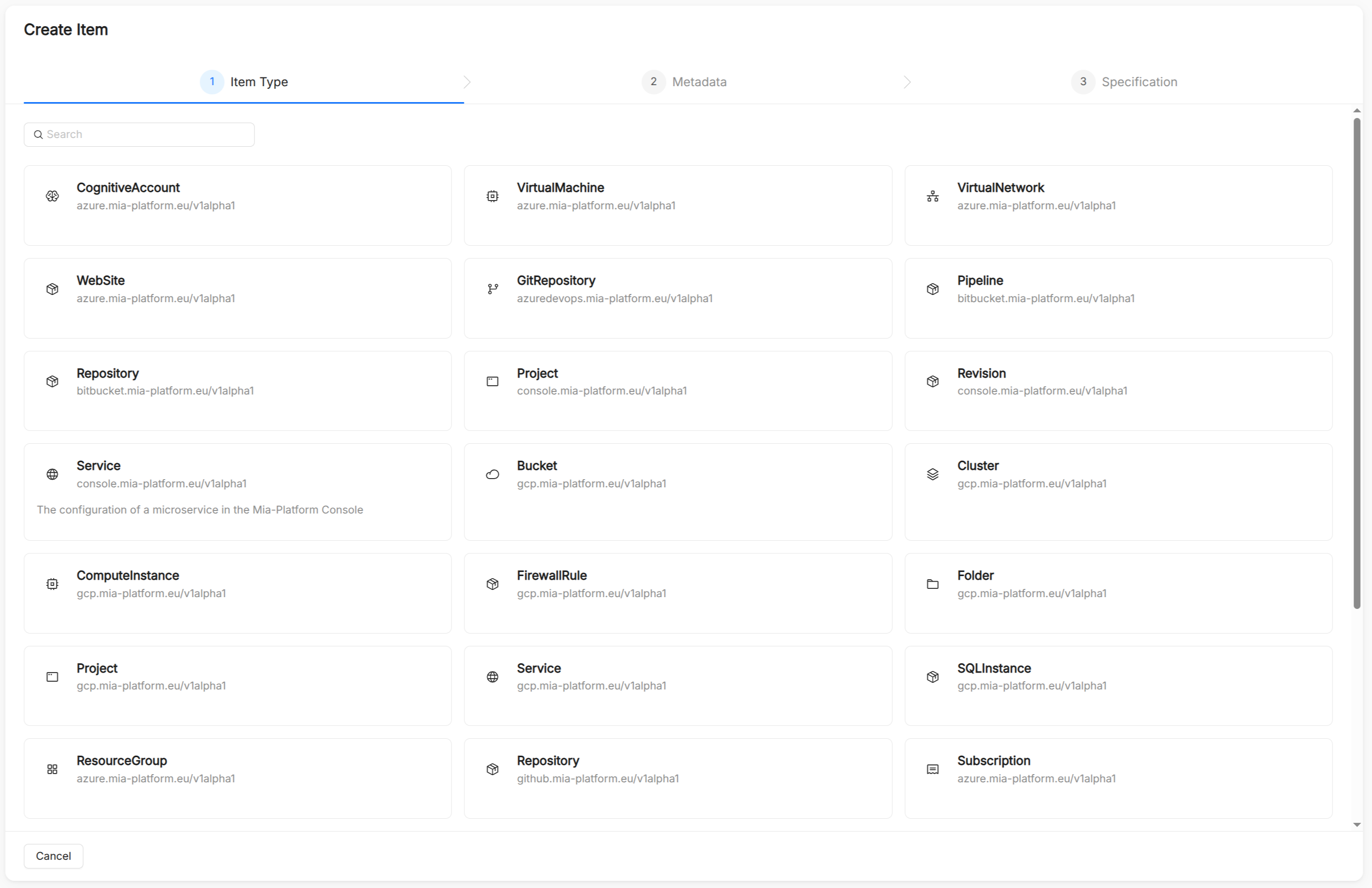 Catalog App Items Creation Dialog