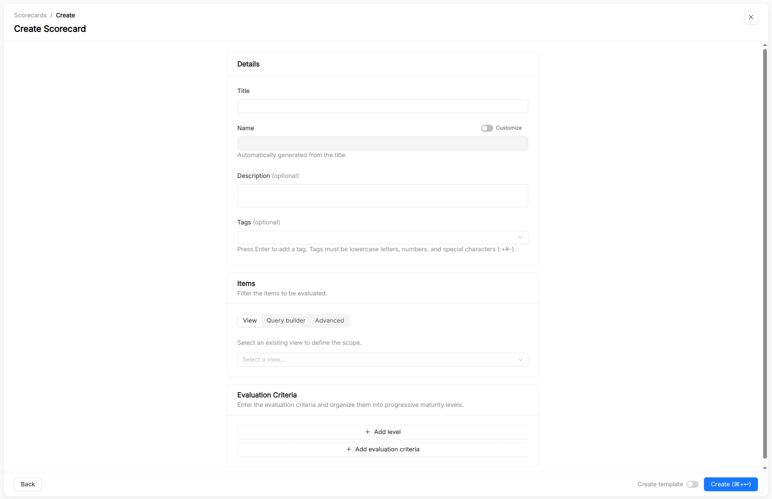 Catalog App Scorecard Creation