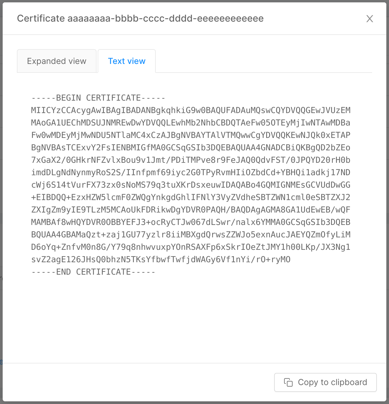 Certificate text view