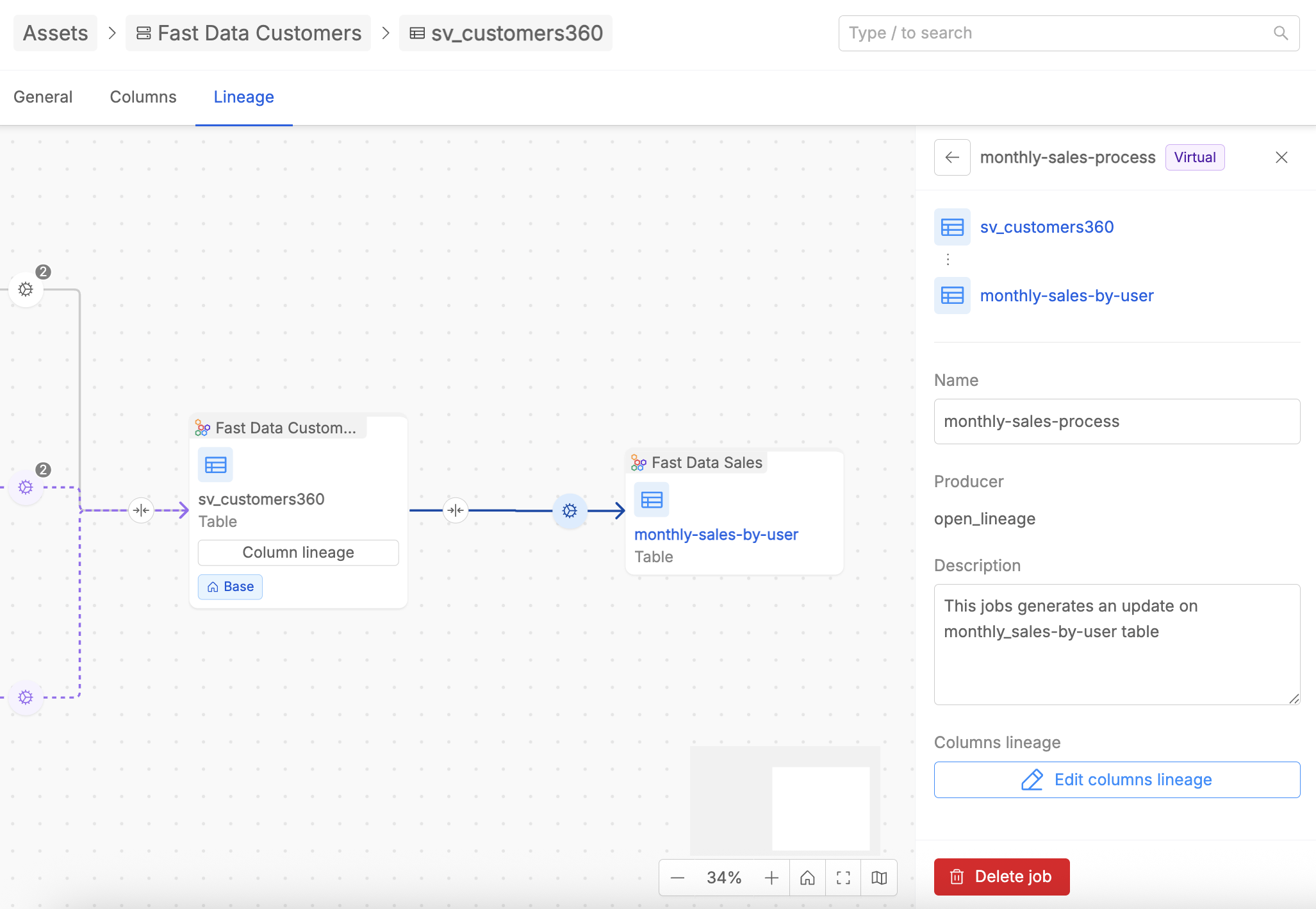 Column Lineage Edit Button