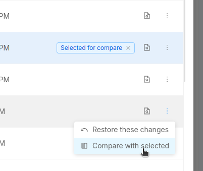 &quot;Compare with selected&quot; button
