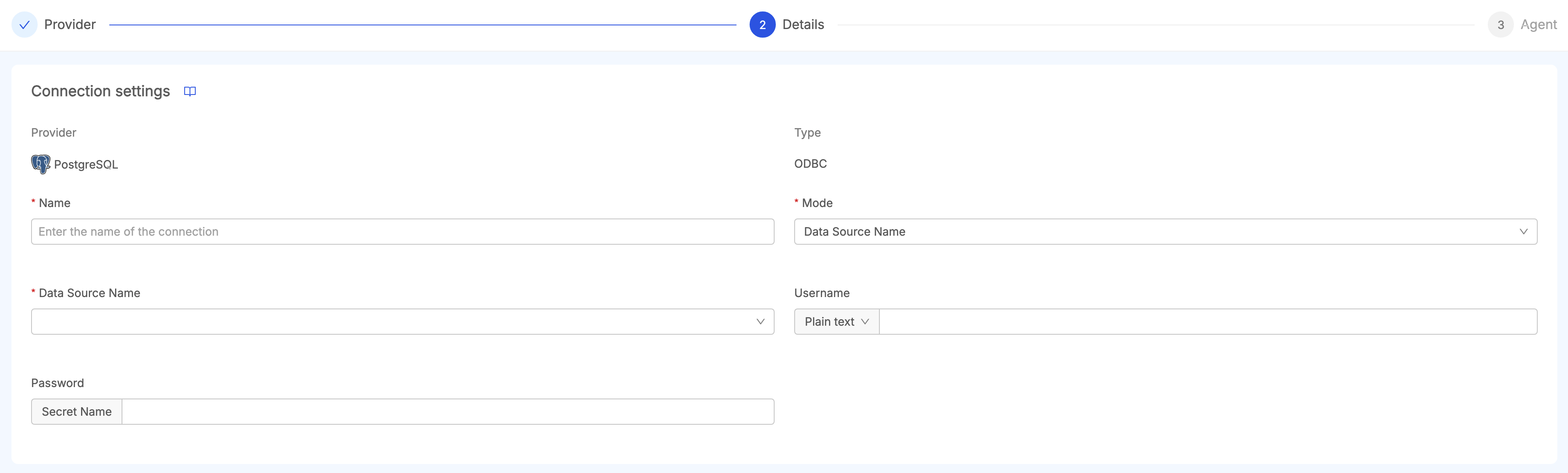 ODBC Connection Form DSN