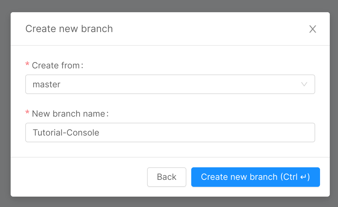 Create new branch filled