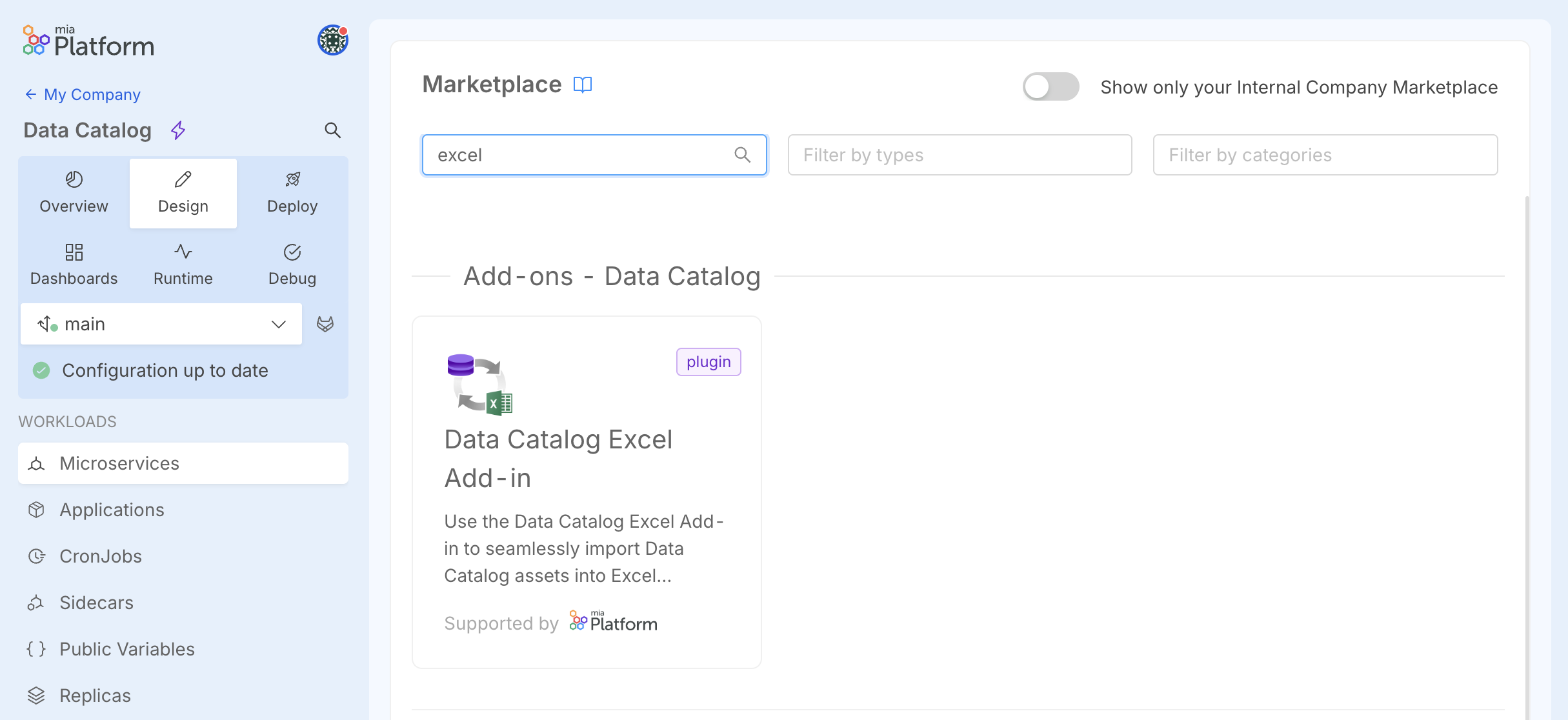Data Catalog Excel plugin