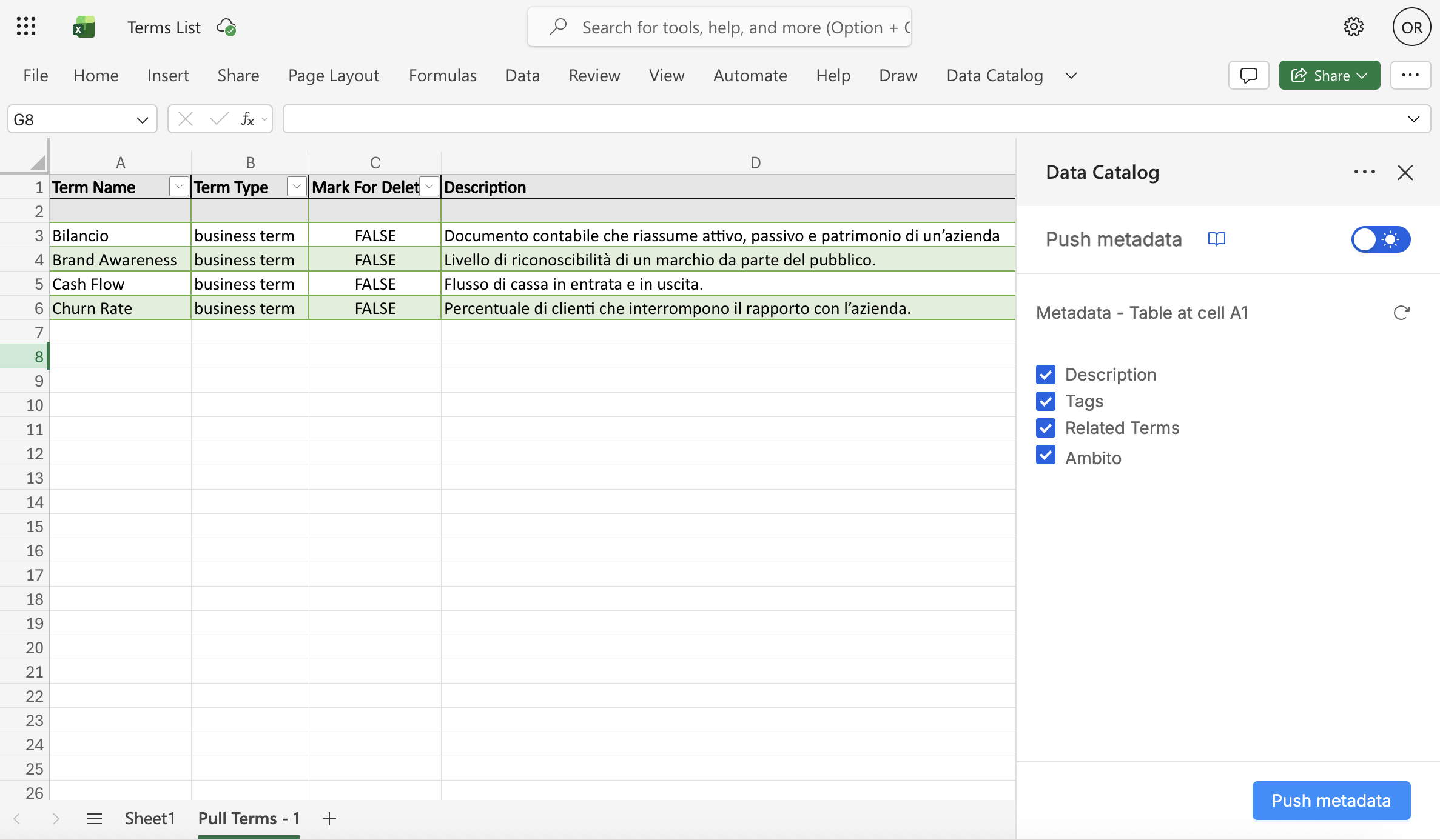Terms worksheet ready to be pushed