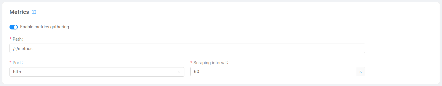 Enable metrics toggle in microservice page from the console
