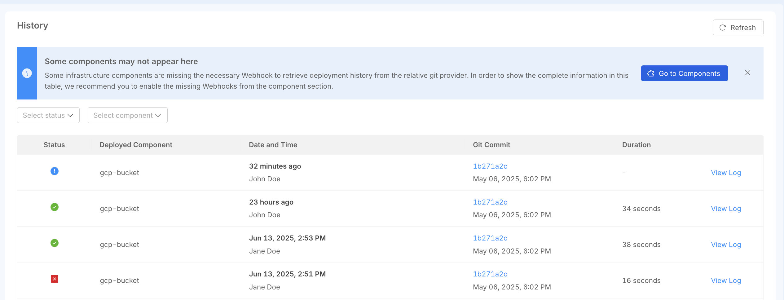 Pipeline webhook warning message