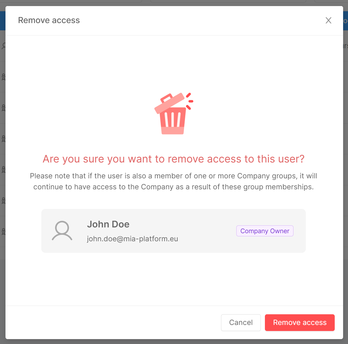 Remove User Direct Access
