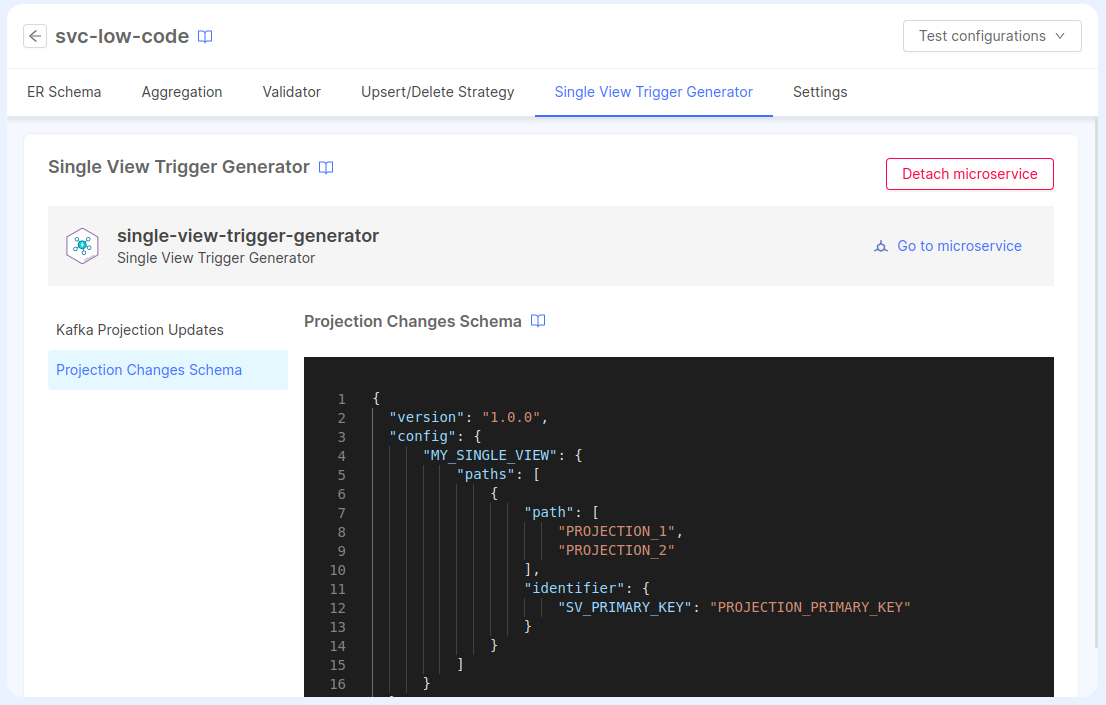 Single View Trigger Generator page